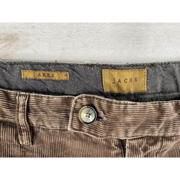 Jachs Corduroy Pants Mens 30x31 Brown Ares Slim Straight Fit Tapered Distressed - Picture 5 of 12